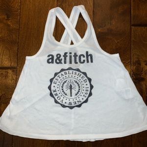 White cropped tank top with A&F logo